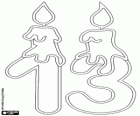 Desenho para preencher com um treze e duas velas