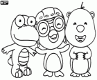 Pororo com dois de seus amigos, Crong e Loopy
