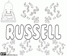 Russell, nome em inglês para criança. Vem o sobrenome inglês Russell. Sobrenome de origem francesa, significando o homenzinho ruivo