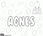 Agnès, nome de origem latina, que vem de Agnus, que significa cordeiro. Agnès, nome de origem grega, derivada de Hagne, cujo significado é puro