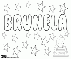 Brunela, variante da Brunella. Diminutivo de Bruna, feminino de Bruno