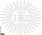 O monograma do nome de Jesus Cristo, as letras IHS, dentro de um sol. Um símbolo do cristianismo