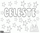 Celeste, nome para menina em inglês e francês. Em francês é também usado como nome masculino. Celeste, derivada do latim Caelestis, seu significado é celestial