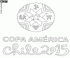 O logotipo da Copa América 2015. A competição de futebol entre equipas nacionais da América do Sul de 11 de junho a 4 de julho no Chile