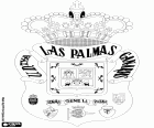Escudo da Unión Deportiva Las Palmas. Clube de futebol espanhol com sede em Las Palmas de Gran Canaria. Clube fundado em 1949 a partir da fusão de cinco equipas da ilha cuja logos aparecem no emblema da UD Las Palmas
