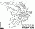 O logotipo do Campeonato do mundo FINA de Esportes Aquáticos de 2015. De 24 de julho a 9 de agosto, em Kazan, Rússia