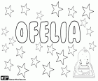Ofélia, nome para menina em muitas línguas como o espanhol, português, polonês, italiano, sueco, húngaro e catalão. Ofélia, nome derivado do nome grego Ophelas