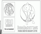 Logotipo do FIBA Campeonato Europeu de 2015, EuroBasket 2015. O campeonato será realizado de 5 a 20 de setembro em cinco cidades em quatro países europeus, Montpellier e Lille em França, Zagreb na Croácia, Berlim na Alemanha e em Riga na Letónia