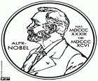 Uma medalha comemorativa do Prêmio Nobel. Medalha com a imagem de Alfred Nobel, em perfil, com a data de nascimento, em 21 de outubro de 1833 e a data da morte, em 10 de dezembro de 1896. Alfred Nobel, o inventor sueco e industrial que gastou sua fortuna sobre os prêmios de Nobel em sua vontade. Alfred Nobel inventou a dinamite. Os prêmios de Nobel concedido anualmente desde 1901 as pessoas mais importantes em física, química, medicina, literatura e paz