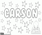 Carson, nome de origem inglesa e escocesa, principalmente usado como nome masculino, mas também usado para as mulheres. Carson, nome que vem com o mesmo sobrenome, seu significado é filho dos habitantes dos pântanos