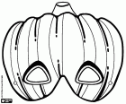 Uma máscara para disfarçar-se como uma abóbora Jack-O'-lantern, famosas abóboras de Halloween