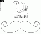 Movember, evento que é comemorado no mês de novembro de cada ano em muitos países ao redor do mundo para aumentar a conscientização sobre os problemas de saúde específicos dos homens. Movember, o nome vem da combinação de Moustache (bigode) e November (novembro). Logotipo da Fundação Movember e um bigode, o elemento-chave da campanha anual
