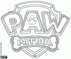 O logotipo original em inglês da serie de animação Paw Patrol, Patrulha Canina ou Patrulha Pata