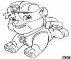 O responsável pela construção do cão é um bulldog chamado Rubble. PAW Patrol