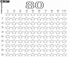 Contar até o número 80 com as estrelas, oitenta são oito dezenas