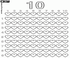 Os coraçõezinhos nos servirá para aprender a contar até o número dez, 10