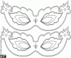 Desenho com dois preciosas máscaras de carnaval para decorar e personalizar como você gosta