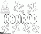 Konrad, nome masculino de origem germânica. Konrad, nome para menino em alemão, polonês, Sueco, norueguês, dinamarquês e esloveno. Konrád, nome em tcheco, eslovaco e húngaro