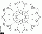 Uma mandala com uma geometria semelhante a uma flor de lótus com 12 pétalas