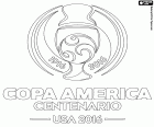 O logotipo da Copa América Centenario, Estados Unidos 2016, de 3 a 26 de junho, para comemorar os 100 anos desde a primeira Copa América em 1916