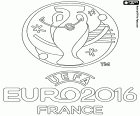 Logotipo do UEFA EURO 2016 ou Campeonato Europeu de futebol de 2016. A competição será realizada na França a partir de 10 de junho a 10 de julho de 2016