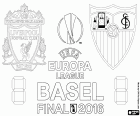 Liverpool contra Sevilla. A final da Europa League 2015-2016 no Estádio St. Jakob Park em Basileia, Suíça, 18 de maio de 2016