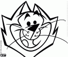 O rosto do gato Benny, um personagem do filme Manda-Chuva ou Top Cat