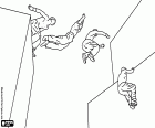 Neste desenho para colorir podemos ver a seqüência de um traceur em um salto. Um traceur é praticante de parkour. O parkour é uma disciplina que consiste em mover-se superando todos os obstáculos encontrados, apenas usando seu próprio corpo. Uma muito boa preparação física é necessária para a prática do parkour. A preparação mental também é necessária para avaliar os desafios encontrados no caminho tendo en conta as próprias capacidades. O parkour é um esporte radical que cada praticante deve ad