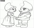 Quebra-cabeça do casal de gnomos Gnomeo e Julieta, os personagens principais do filme
