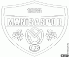 Distintivo de Manisa Spor Kulübü, Manisaspor, clube de futebol com sede em Manisa, grande cidade da região do mar Egeu, a oeste da Turquia, capital da província com o mesmo nome
