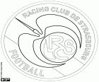 Escudo de Racing Club Strasbourg Alsace, RC Strasbourg, clube de futebol com sede em Estrasburgo, a grande cidade da Alsácia, na fronteira com a Alemanha, sede do Parlamento Europeu