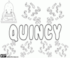 Quincy, nome usado em inglês para menino e menina, nome que provém o sobrenome Quincy, variante de Quincey