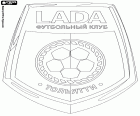 Logotipo do FC Lada Togliatti, clube de futebol baseado em Tolyatti ou Togliatti, cidade no Oblast de Samara, no sudeste da Rússia Europeia. Futbolnyj Kłub Lada Toljatti, nome original russo transliterado