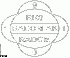 Logotipo da RKS Radomiak Radom, clube de futebol baseado em Radom, cidade próxima ao rio Mleczna, localizada a 100 km ao sul de Varsóvia, no centro-leste da Polônia, Voivodia da Mazóvia