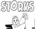 O logotipo original em inglês de  Storks, Cegonhas, um filme de animação sobre a lenda das cegonhas e os bebês
