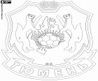 Escudo de Tiumen FC, Futbolnyĭ Klub Tyumen, clube de futebol baseado em Tiumen, centro administrativo do oblast de Tyumen e cidade localizada na Sibéria Ocidental