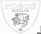 Distintivo da MKP Pogon Siedlce, Miejski Klub Piłkarski Pogoń Siedlce, clube de futebol com sede em Siedlce, cidade no leste da Polônia na Voivodia da Mazóvia