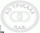 Distintivo do FC Trikala, Athlitikos Omilos Trikala, clube de futebol com sede em Trikala, cidade localizada a noroeste da Tessália, na Grécia Central