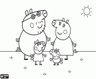 O passeio pelo campo de Peppa Pig com sua família em um dia ensolarado