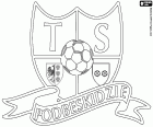 Logo do TS Podbeskidzie, Towarzystwo Sportowe Podbeskidzie Bielsko-Biała, clube de futebol baseado em Bielsko-Bia ła, cidade às margens do Rio Biała no pé dos Cárpatos na voivodia da Silésia, localizado no sul da Polônia, perto da fronteira com a República Checa e Eslováquia
