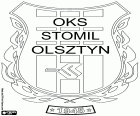Emblema do OKS Stomil Olsztyn, Olsztyński Klub Sportowy Stomil Olsztyn, clube desportivo com sede em Olsztyn, cidade no nordeste da Polônia e a capital da voivodia da Vármia-Masúria. Olsztyn é conhecido pelos lagos e as florestas