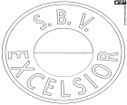 Emblema do SBV Excelsior, Stichting Betaald Voetbal Excelsior, clube de futebol com sede em Roterdã, cidade portuária no oeste dos Países Baixos. O porto de Roterdão é o maior porto de carga na Europa, tem uma posição estratégica na foz do Rio Reno, no mar do Norte