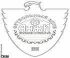 Distintivo de FK Anzhi Makhachkala, clube de futebol baseado em Makhachkala, cidade portuária no mar Cáspio, no sul da Rússia Europeia e a capital da República do Daguestão