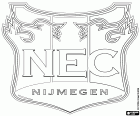 Distintivo de Nijmegen Eendracht Combinatie, NEC Nijmegen, clube de futebol com sede em Nimega, cidade na província de Guéldria, localizada nas margens do rio Waal, no leste dos Países Baixos, perto da fronteira com a Alemanha