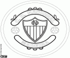 Escudo do Clube Desportivo Nacional, Nacional de Madeira, clube de futebol sediado na cidade do Funchal, cidade da ilha da Madeira e capital da região autónoma da Madeira, arquipélago português no Atlântico