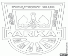 Distintivo de MGKS Arka Gdynia, Morski Związkowy Klub Sportowy Arka Gdynia, clube de futebol com sede em Gdynia, cidade portuária do mar Báltico, na voivodia da Pomerânia, no norte da Polónia
