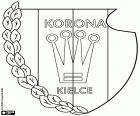 Escudo do Korona Kielce, Korona Spółka Akcyjna, clube de futebol com sede em Kielce, cidade às margens do Rio Silnica, na voivodia de Santa Cruz, na área central do sudeste da Polônia