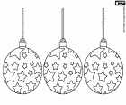 Três bolas de Natal com muitas estrelas desenhadas para pendurar em decorações de Natal