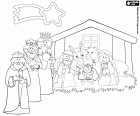 Os três reis chegaram ao fim de um longo caminho, eles estão na frente do menino Jesus com as suas ofertas. A estrela de Natal tem orientado-los para o portal de Bethlehem