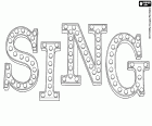 Sing, o logotipo original em inglês do filme de animação produzido por Illumination Entertainment, Sing Quem Canta seus Males Espanta ou Cantar!